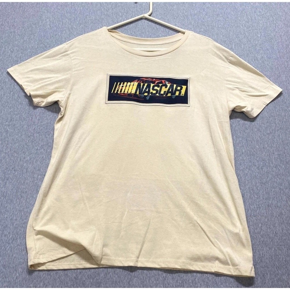 Freeze Nascar T Shirt Mens XL Beige Logo Graphic Print Daytona 500 Racing Cotton
